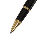 Ручка подарочная шариковая в кожзам футляре, корпус черный с золотом - фото 21899803
