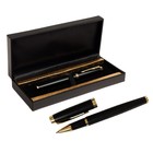 Ручка подарочная шариковая Calligrata, в кожзам футляре ПБ IM, корпус черный с золотом - фото 9508251