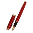 Ручка подарочная шариковая в кожзам футляре, корпус кирпичный с золотом - фото 21899814