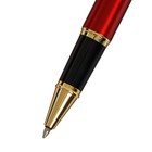 Ручка подарочная шариковая в кожзам футляре, корпус кирпичный с золотом - фото 21899815