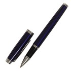 Ручка подарочная шариковая в кожзам футляре, корпус синий с серебром - фото 6746374