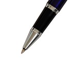 Ручка подарочная шариковая в кожзам футляре, корпус синий с серебром - фото 6746375