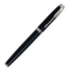 Ручка подарочная шариковая в кожзам футляре, корпус синий с серебром - Фото 2