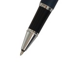Ручка подарочная шариковая в кожзам футляре, корпус синий с серебром - фото 6746387