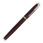Ручка подарочная шариковая в кожзам футляре, корпус коричневый с серебром - Фото 2