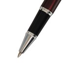 Ручка подарочная шариковая в кожзам футляре, корпус коричневый с серебром - Фото 4