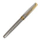 Ручка подарочная перьевая в кожзам футляре, корпус серебро с золотом - фото 6746397