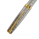 Ручка подарочная перьевая в кожзам футляре, корпус серебро с золотом - фото 6746400