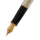 Ручка подарочная перьевая в кожзам футляре, ПБ S, корпус серебро с золотом - Фото 4