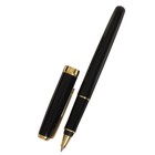 Ручка подарочная шариковая в кожзам футляре, корпус черный с золотом - Фото 3