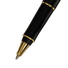 Ручка подарочная шариковая в кожзам футляре, корпус черный с золотом - фото 6746446
