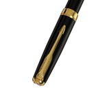 Ручка подарочная шариковая в кожзам футляре, корпус черный с золотом - Фото 5
