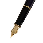 Ручка подарочная перьевая в кожзам футляре, корпус синий с золотом - фото 24365478