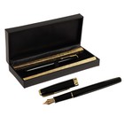Ручка подарочная перьевая Calligrata, в кожзам футляре ПБ S, корпус черный с золотом - фото 9496991