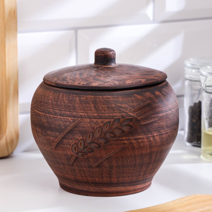 Горшок для жаркого «Колос», 700 мл, красная глина - Фото 1