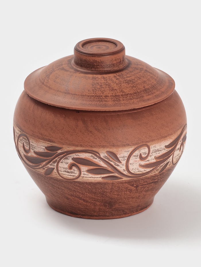 Горшочек для запекания «Ангоб», 700 мл, красная глина - Фото 1