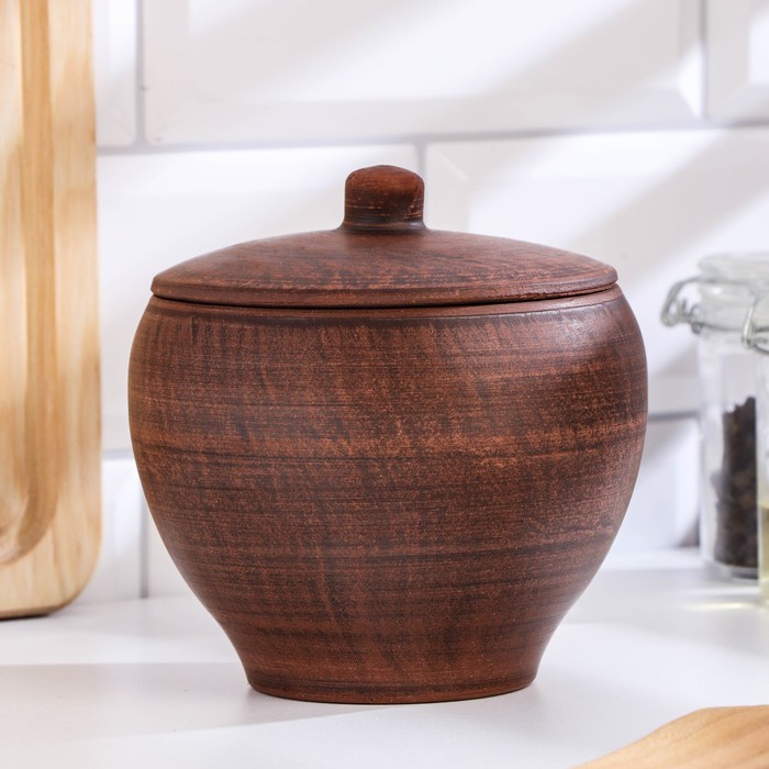 Горшок для жаркого «Гладкий», 550 мл, красная глина - Фото 1