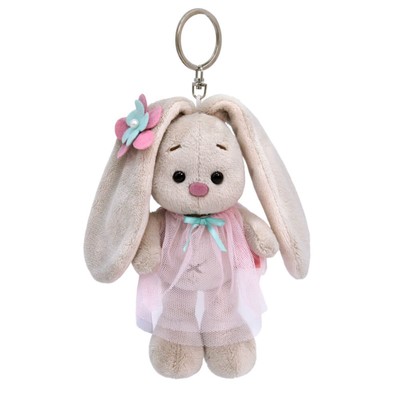 Мягкая игрушка-брелок «Зайка Ми в розовом платье, с цветочком», 14 см