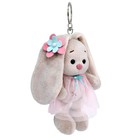 Мягкая игрушка-брелок «Зайка Ми в розовом платье, с цветочком», 14 см - фото 6746735