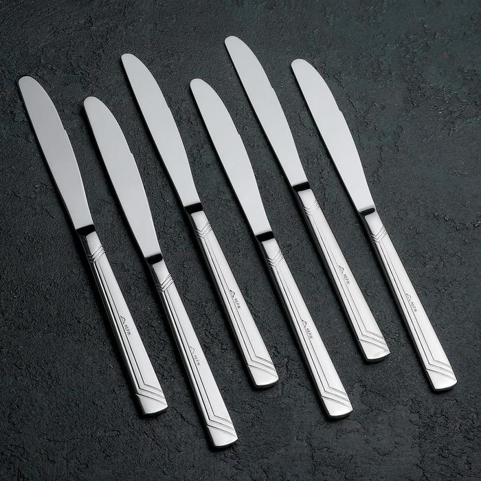 Нож столовый «Аппетит», длина=22 см, толщина=2 мм, цвет серебряный - фото 1908242395