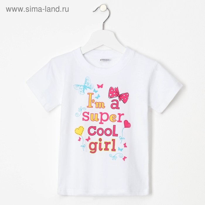 Футболка для девочки Collorista "Super cool girl", рост 98-104 см (30), 3-4 года - Фото 1