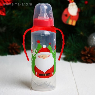 Бутылочка для кормления «Новогоднее хо-хо», 250 мл цилиндр, подарочная упаковка, с ручками