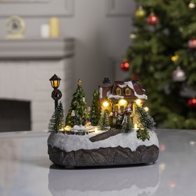 УЦЕНКА Фигура светодиодная "Новогодний город" 19х13х17см, 7 LED, ААx3(не в компл), USB, Т/БЕЛЫЙ 4357