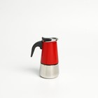 УЦЕНКА Кофеварка гейзерная «Итальяно», на 2 чашки, 100 мл, цвет красный - Фото 3