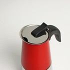 УЦЕНКА Кофеварка гейзерная «Итальяно», на 2 чашки, 100 мл, цвет красный - Фото 5