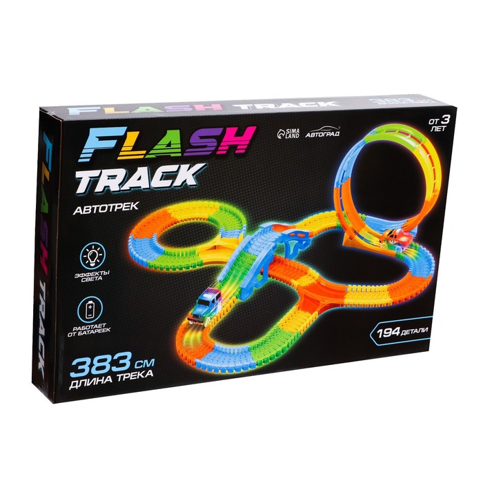Автотрек Flash Track, гибкий, светится в темноте, 383 см, 194 детали - фото 1906127052