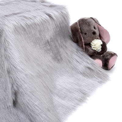 Ткань для рукоделия, мех длинноворсовый на трикотажной основе, светло-серая, лоскут 50×50 см