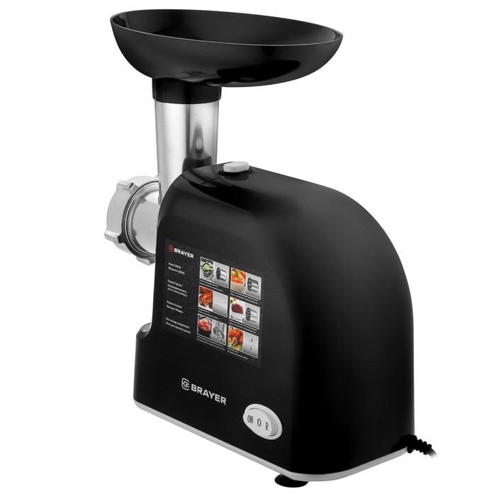 Мясорубка электрическая BRAYER 1603BR-BK, 1500 Вт, 2 диска, отсек для хране - фото 51336964