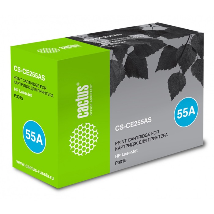 Картридж Cactus CS-CE255AS CE255A, для HP LJ P3011/P3015, 6000 страниц, цвет чёрный
