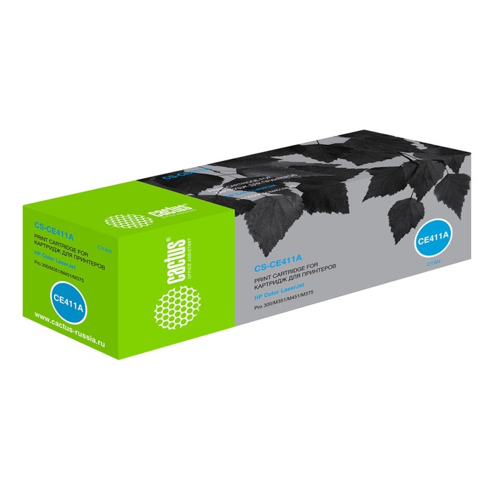 Картридж Cactus CS-CE411A CE411A, для HP LJ Pro 300/M351/M451/M375, 2600 страниц, цвет голубой - фото 51304490 Картридж Cactus CS-CE411A CE411A, для HP LJ Pro 300/M351/M451/M375, 2600 страниц, цвет голубой - фото 51304490