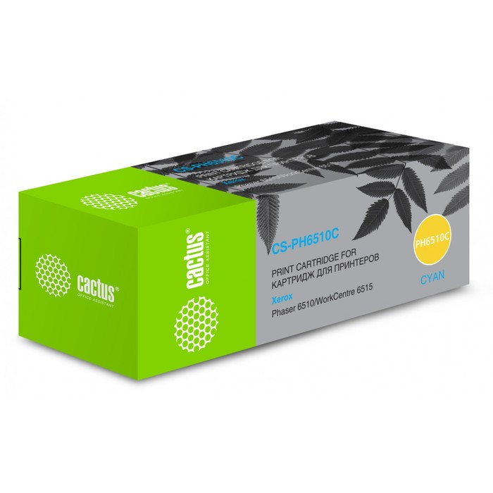 Картридж Cactus CS-PH6510C 106R03485, для Xerox Phaser 6510DN/WC 6515DN, 2400 страниц, цвет голубой