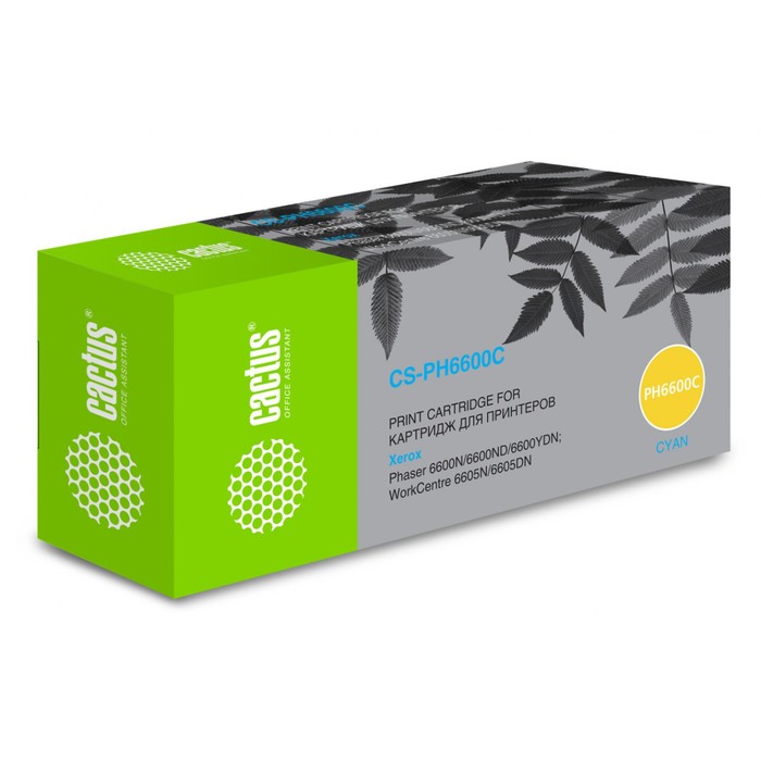 Картридж Cactus CS-PH6600C 106R02233, для Xerox Ph6600/WC6605, 6000 страниц, цвет голубой