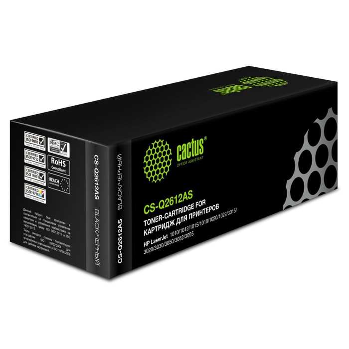 Картридж Cactus CS-Q2612AS Q2612A, для HP LJ 1010/1012/1015/1018/1020/1020P, 2000 страниц, цвет чёрны - фото 51304724 Картридж Cactus CS-Q2612AS Q2612A, для HP LJ 1010/1012/1015/1018/1020/1020P, 2000 страниц, цвет чёрны - фото 51304724