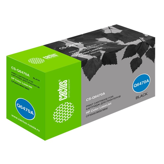 Картридж Cactus CS-Q6470A Q6470A, для HP CLJ CP3505/3600/3800, 6000 страниц, цвет чёрный