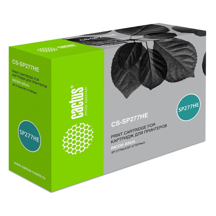 Картридж Cactus CS-SP277HE 408160, для Ricoh Aficio SP 277NwX/SP 277SFNwX, 2600 страниц, цвет чёрный