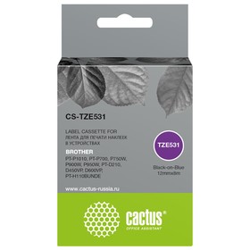 Картридж Cactus CSTZE531 TZe531, для Brother PTP1010/PTP700/P750W/P900W, цвет чёрный