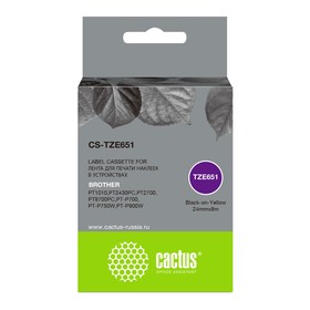 Картридж ленточный Cactus CS-TZE651 TZe-651, для Brother 1010/1280/1280VP/2700VP, цвет чёрный