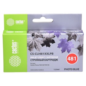 Картридж Cactus CS-CLI481XXLPB, для Canon Pixma TS8140/TS9140, 12 мл, цвет голубой 9394207