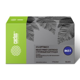 Картридж струйный Cactus CS-EPT8651 T8651, для Epson WF5190/5690, 8000 страниц, цвет чёрный 9394281