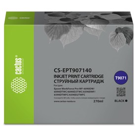 Картридж Cactus CS-EPT907140 T9071, для Epson WF-6090DW/WF-6590DWF Pro, 270 мл, цвет чёрный 9394282