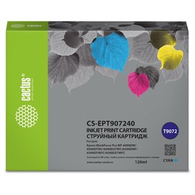 Картридж Cactus CS-EPT907240 T9072, для Epson WF-6090DW/WF-6590DWF Pro, 120 мл, цвет голубой 9394283