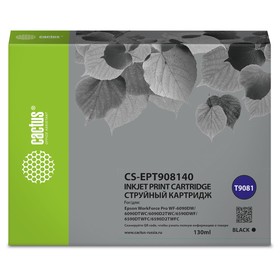 Картридж Cactus CS-EPT908140 T9081, для Epson WF-6090DW/WF-6590DWF Pro, 130 мл, цвет чёрный 9394286