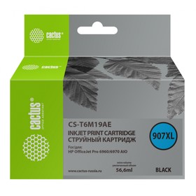 Картридж струйный Cactus CS-T6M19AE №907XL, для HP OJP 6950/6960/6970, 56,6 мл, цвет чёрный