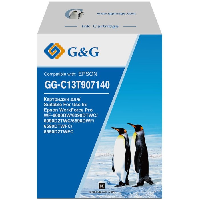 Картридж G&G GG-C13T907140, для Epson WF-6090DW/6090DTWC/6090D2TWC/6590DWF, 270 мл, цвет чёрный - Фото 1