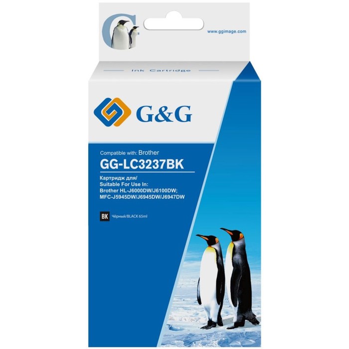 Картридж струйный G&G GG-LC3237BK, для Brother HL-J6000DW/J6100DW, 65 мл, цвет чёрный - Фото 1