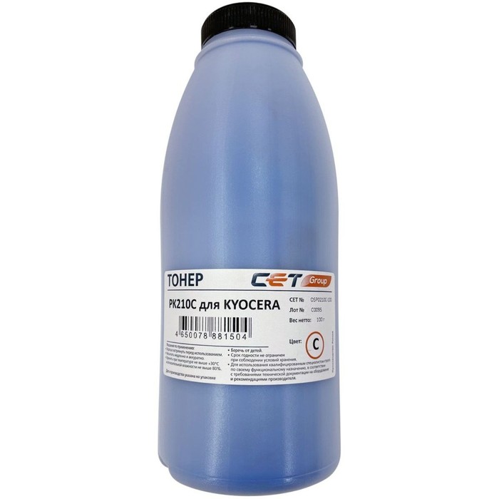 Тонер Cet PK210 OSP0210C-100, для Kyocera P6230cdn/6235cdn/7040cdn, бутылка 100гр, голубой